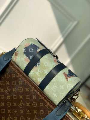 LV M46271 Louis Vuitton Keepall Bandouliere 25 Bag Blue - Default Title - View 3