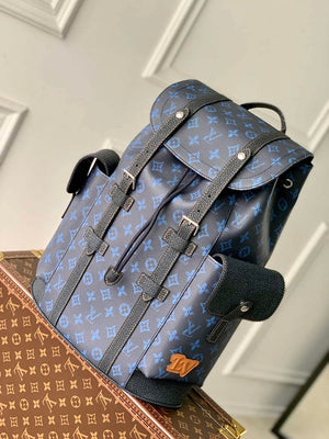 LV M46338 Louis Vuitton Christopher MM Backpack Blue - Default Title - View 1