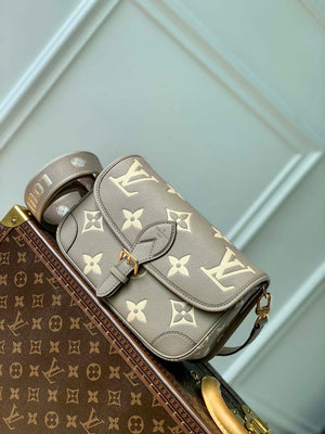 LV M46386 Louis Vuitton Diane Monogram Empreinte Leather Gray with Camel - Default Title - View 1