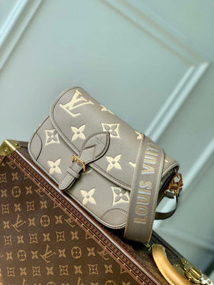 LV M46386 Louis Vuitton Diane Monogram Empreinte Leather Gray with Camel - Default Title - View 2