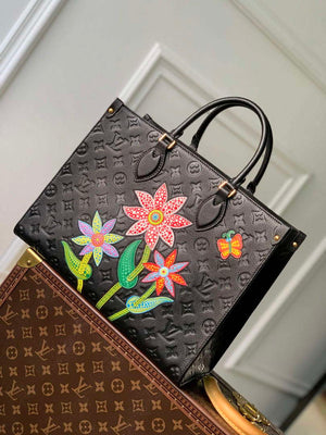 LV M46416 Louis Vuitton LV x YK OnTheGo MM Bag Black - Default Title - View 1