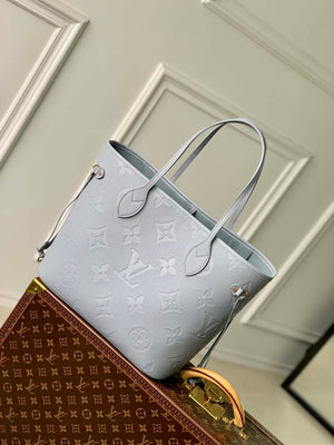 LV M46482 Louis Vuitton Neverfull MM Bag M45685 Monogram Empreinte Leather Blue - Default Title - View 2