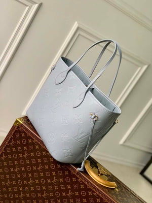 LV M46482 Louis Vuitton Neverfull MM Bag M45685 Monogram Empreinte Leather Blue - Default Title - View 3