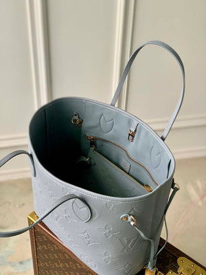LV M46482 Louis Vuitton Neverfull MM Bag M45685 Monogram Empreinte Leather Blue - Default Title - View 9