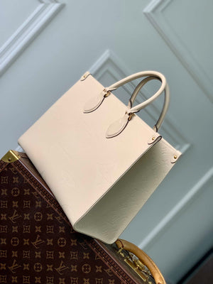 LV M46531 Louis Vuitton OnTheGo MM Bag Monogram Empreinte Beige - Default Title - View 2