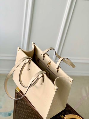 LV M46531 Louis Vuitton OnTheGo MM Bag Monogram Empreinte Beige - Default Title - View 6