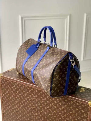 LV M46772 Louis Vuitton Keepall Bandouliere 50 Travel Bag Monogram Blue M12633 - Default Title - View 2