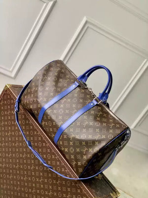 LV M46772 Louis Vuitton Keepall Bandouliere 50 Travel Bag Monogram Blue M12633 - Default Title - View 3