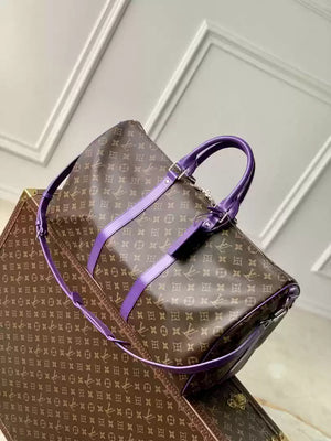 LV M46775 Louis Vuitton Keepall Bandouliere 50 Travel Bag Monogram Purple M12633 - Default Title - View 1
