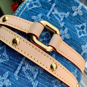 LV M46830 Louis Vuitton Papillon Handbag Denim Blue - Default Title - View 5