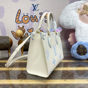 LV M46833 Louis Vuitton OnTheGo PM Bicolor Monogram Empreinte Leather Latte Blue - Default Title - View 3