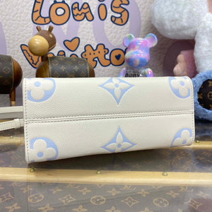 LV M46833 Louis Vuitton OnTheGo PM Bicolor Monogram Empreinte Leather Latte Blue - Default Title - View 4