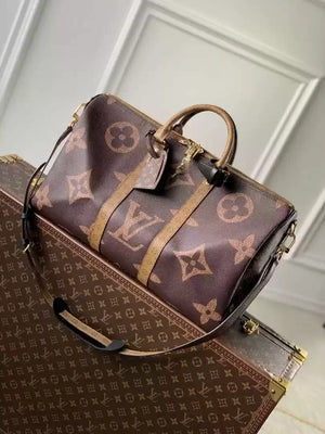 LV M47211 Louis Vuitton Keepall Bandouliere Travel Bag Monogram Giant and Monogram Reverse - Default Title - View 1