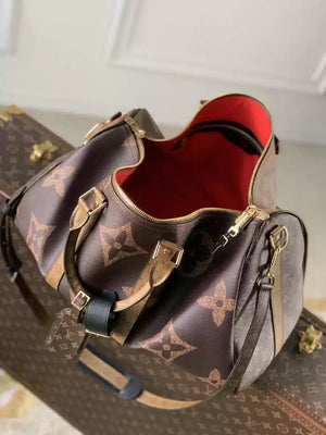 LV M47211 Louis Vuitton Keepall Bandouliere Travel Bag Monogram Giant and Monogram Reverse - Default Title - View 9