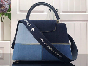 LV M48865 Louis Vuitton Capucines MM Handbag Blue - Default Title - View 3