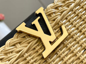LV M55011 Louis Vuitton Capucines BB Handbag Straw Leather Beige Black - Default Title - View 4