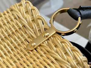 LV M55011 Louis Vuitton Capucines BB Handbag Straw Leather Beige Black - Default Title - View 5