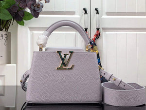 LV M56071 Louis Vuitton Capucines Mini Handbag Taro Purple - Default Title - View 1