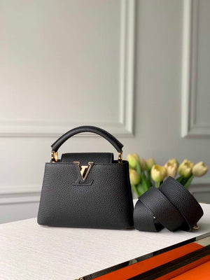 LV M56071 Louis Vuitton Capucines mini Leather Bag Black - Default Title - View 1