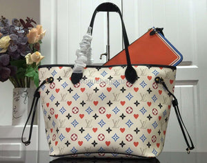 LV M57483 Louis Vuitton Game On Neverfull MM Monogram Bag M57462 White - Voguebags