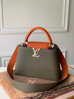 LV M57522 Louis Vuitton Capucines BB Handbag Green and Brown - Default Title - View 1