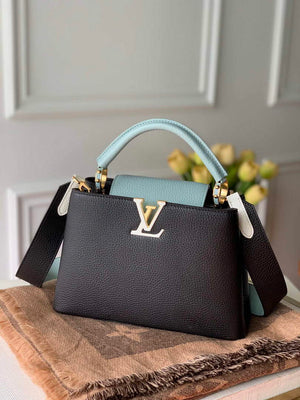 LV M57523 Louis Vuitton Capucines BB Handbag Black and Blue - Default Title - View 1