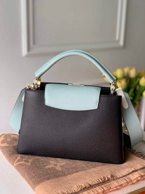 LV M57523 Louis Vuitton Capucines MM Handbag Black and Blue - Default Title - View 2