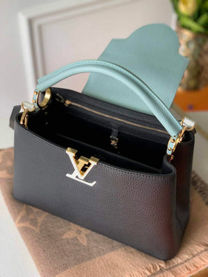 LV M57523 Louis Vuitton Capucines MM Handbag Black and Blue - Default Title - View 8