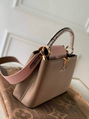 LV M57539 Louis Vuitton Capucines BB Handbag Grey and Pink - Default Title - View 3
