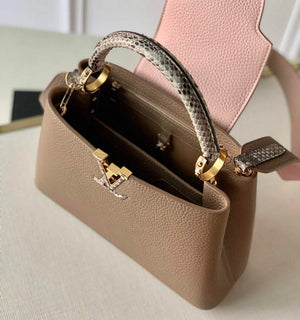 LV M57539 Louis Vuitton Capucines BB Handbag Grey and Pink - Default Title - View 9