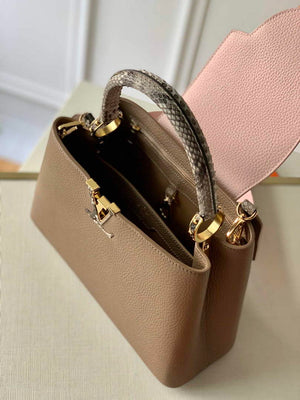 LV M57540 Louis Vuitton Capucines MM Bags M57903 Grey and Pink - Default Title - View 9