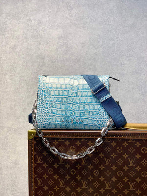 LV M57791 Louis Vuitton Coussin PM Crocodile pattern Bag Blue - Default Title - View 1