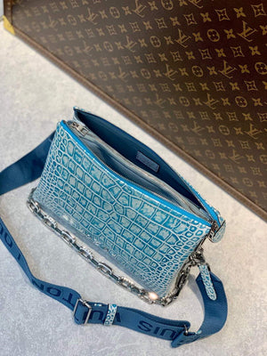 LV M57791 Louis Vuitton Coussin PM Crocodile pattern Bag Blue - Default Title - View 9