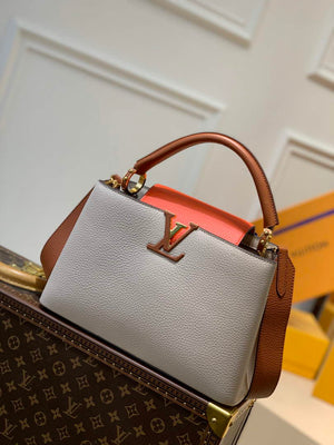 LV M57904 Louis Vuitton Capucines MM Handbag M57903 Apricot and Orange - Default Title - View 1