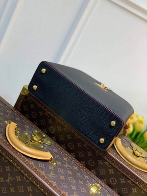 LV M58608 Louis Vuitton Capucines MM Handbag Black Apricot - Default Title - View 4