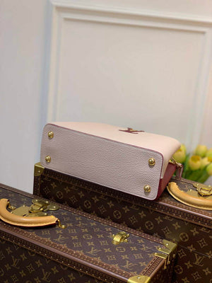 LV M58610 Louis Vuitton Capucines MM Handbag Beige and Wine red - Default Title - View 4