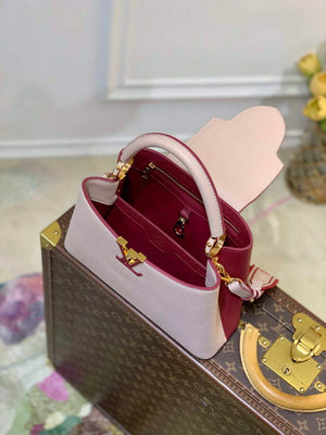 LV M58611 Louis Vuitton Capucines BB Handbag Beige and Wine red - Default Title - View 8