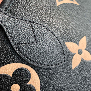 LV M58907 Louis Vuitton Neverfull MM Bag M45685 Monogram Empreinte Leather Black with Beige Logo - Default Title - View 5