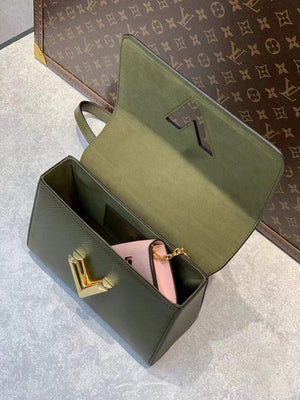 LV M59884 Louis Vuitton Twist MM Handbag Kaki / Quartz White - Default Title - View 9