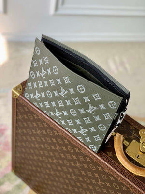 LV M61692 Louis Vuitton Pochette Voyage MM Bag Monogram Green - Default Title - View 9