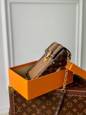 LV M63913 Louis Vuitton Vertical Trunk Pochette Bag Brown - Default Title - View 3