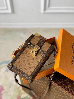 LV M63913 Louis Vuitton Vertical Trunk Pochette Bag Brown - Default Title - View 4