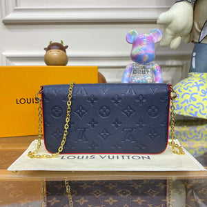 LV M64064 Louis Vuitton Felicie Pochette Monogram Empreinte Bag Black with Red - Default Title - View 2
