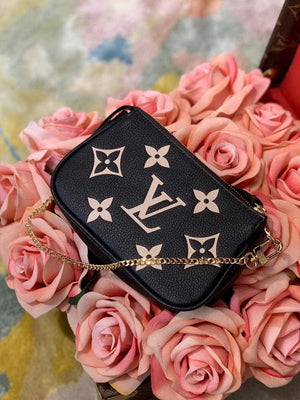 LV M80732 Mini Pochette Accessoires Bicolor Monogram Empreinte Leather Black and Beige - Default Title - View 1