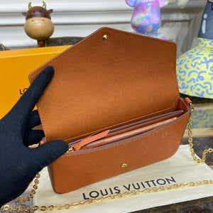 LV M82363 Louis Vuitton Felicie Pochette Monogram Empreinte Bag Brown - Default Title - View 9