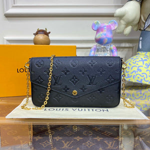 LV M82477 Louis Vuitton Felicie Pochette Monogram Empreinte Bag Black - Default Title - View 1