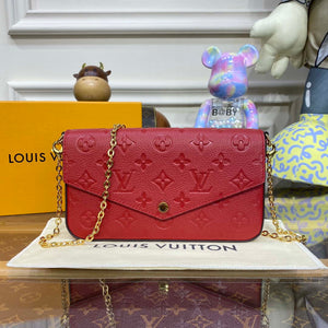LV M82607 Louis Vuitton Felicie Pochette Monogram Empreinte Bag Red - Default Title - View 1