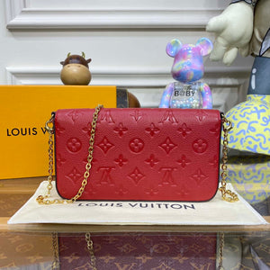 LV M82607 Louis Vuitton Felicie Pochette Monogram Empreinte Bag Red - Default Title - View 2