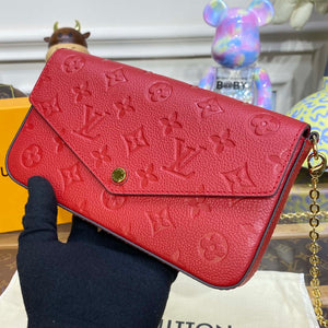 LV M82607 Louis Vuitton Felicie Pochette Monogram Empreinte Bag Red - Default Title - View 5