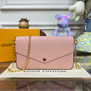 LV M82608 Louis Vuitton Felicie Pochette Monogram Empreinte Bag Rose Pink - Default Title - View 1